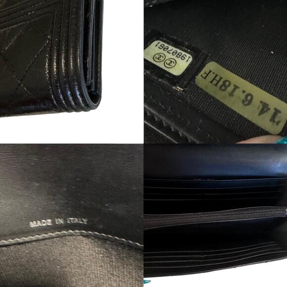 💎✨BEAUTIFUL✨💎 Authentic Chanel Quilted Glazed Aged Long Boy Flap Black Wallet - Picture 4 of 6
